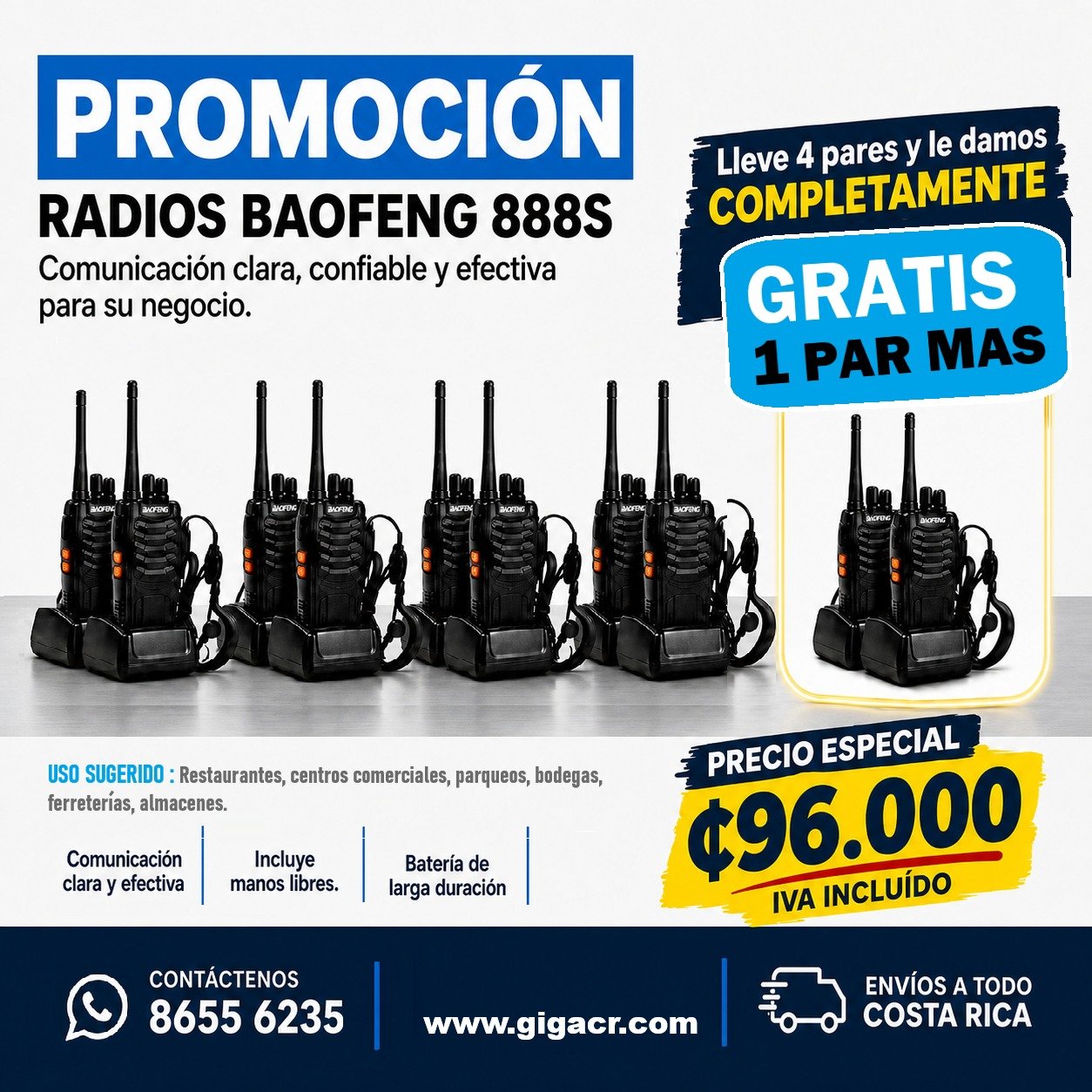 Oferta: Paquete Radios BAOFENG 888s 4 más 1 
