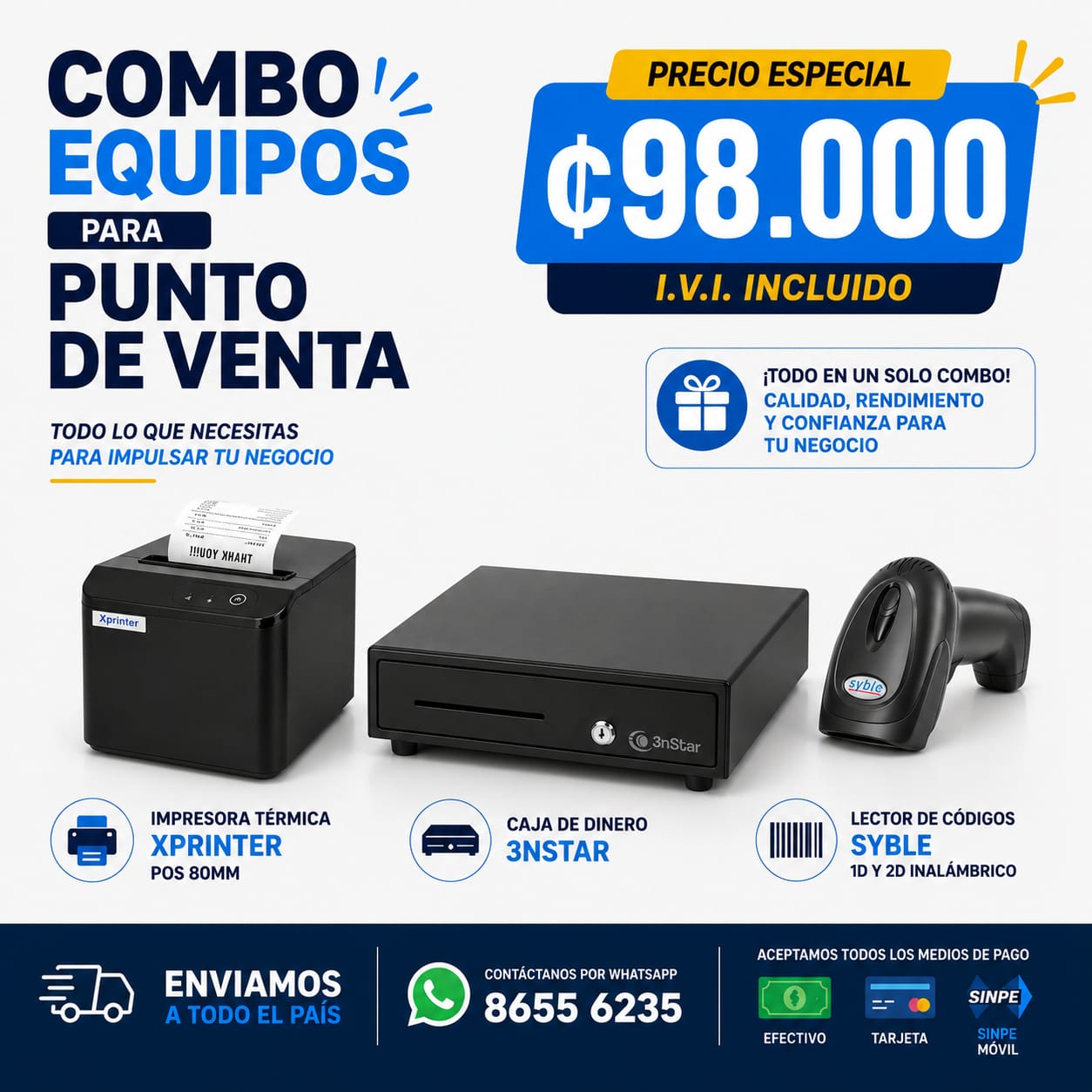 Oferta: Paquete Punto de Venta Impresora + Lector + Caja de Dinero
