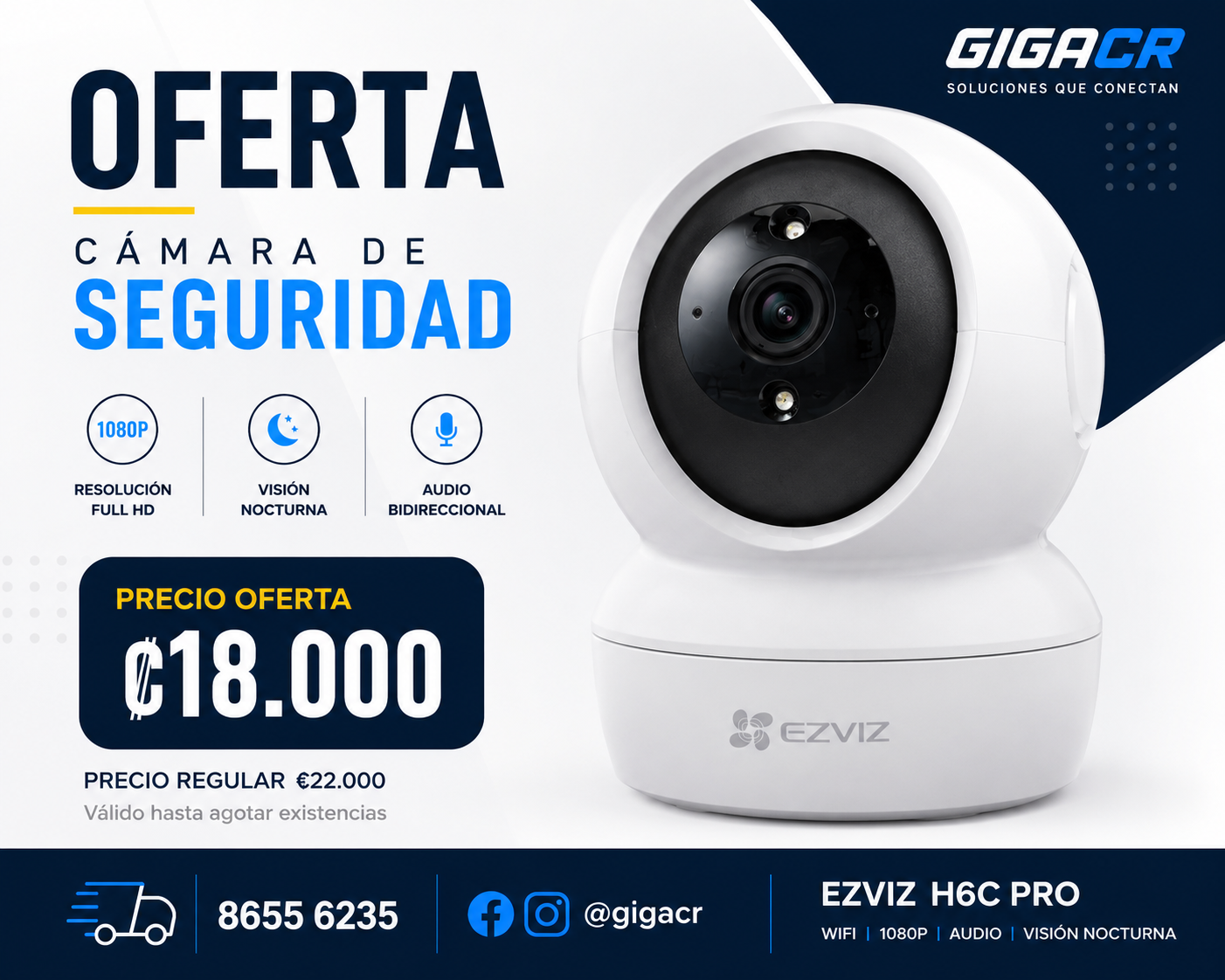 Oferta: Cámara de vigilancia   EZVIZ H6C PRO 1080P