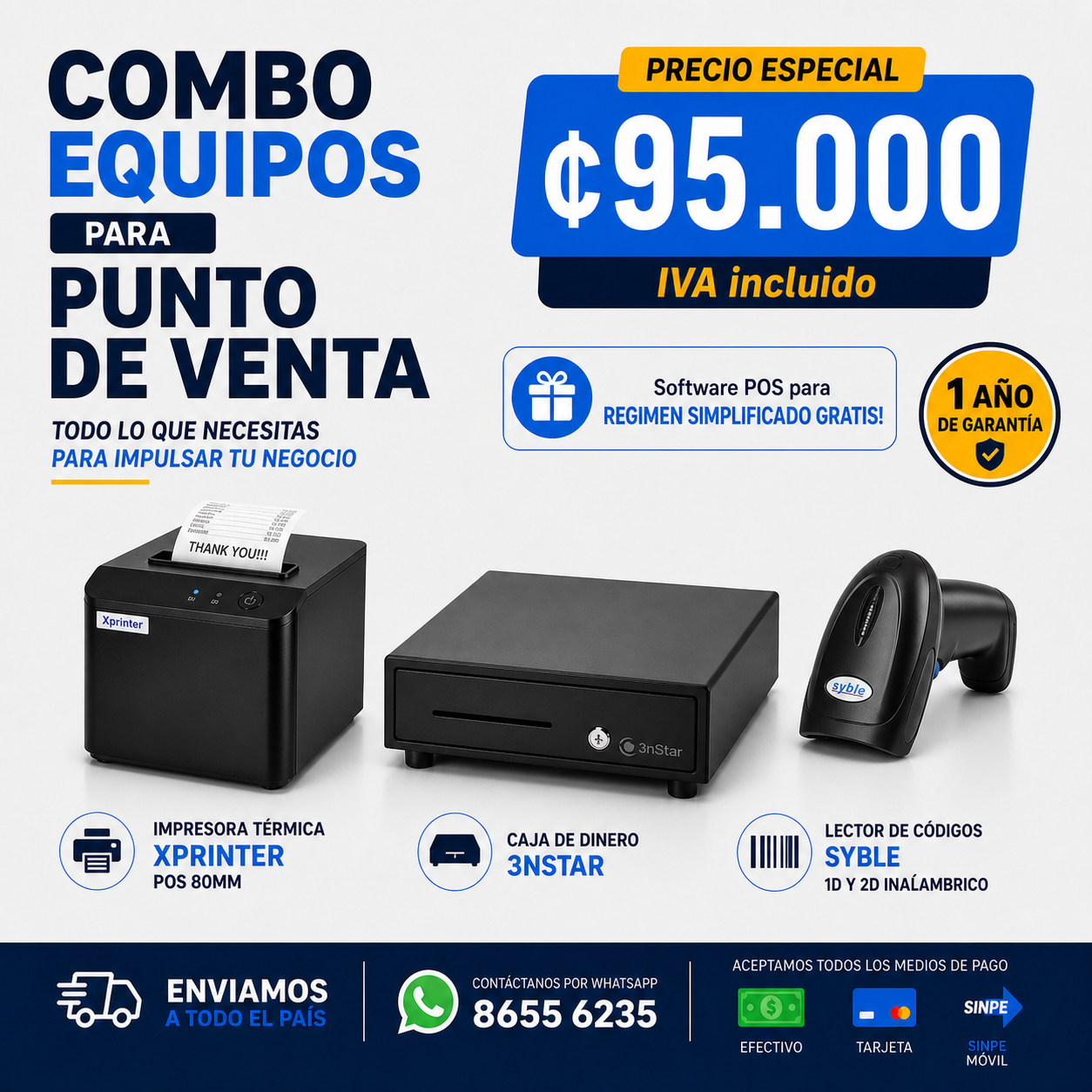 Oferta: Paquete Punto de Venta Impresora + Lector + Caja de Dinero