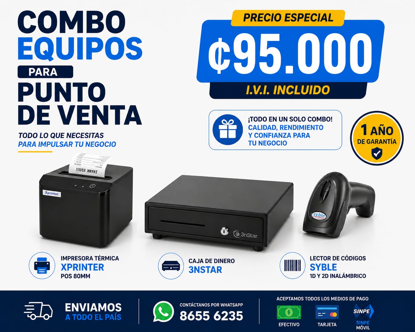 Oferta: Paquete Punto de Venta Impresora + Lector + Caja de Dinero