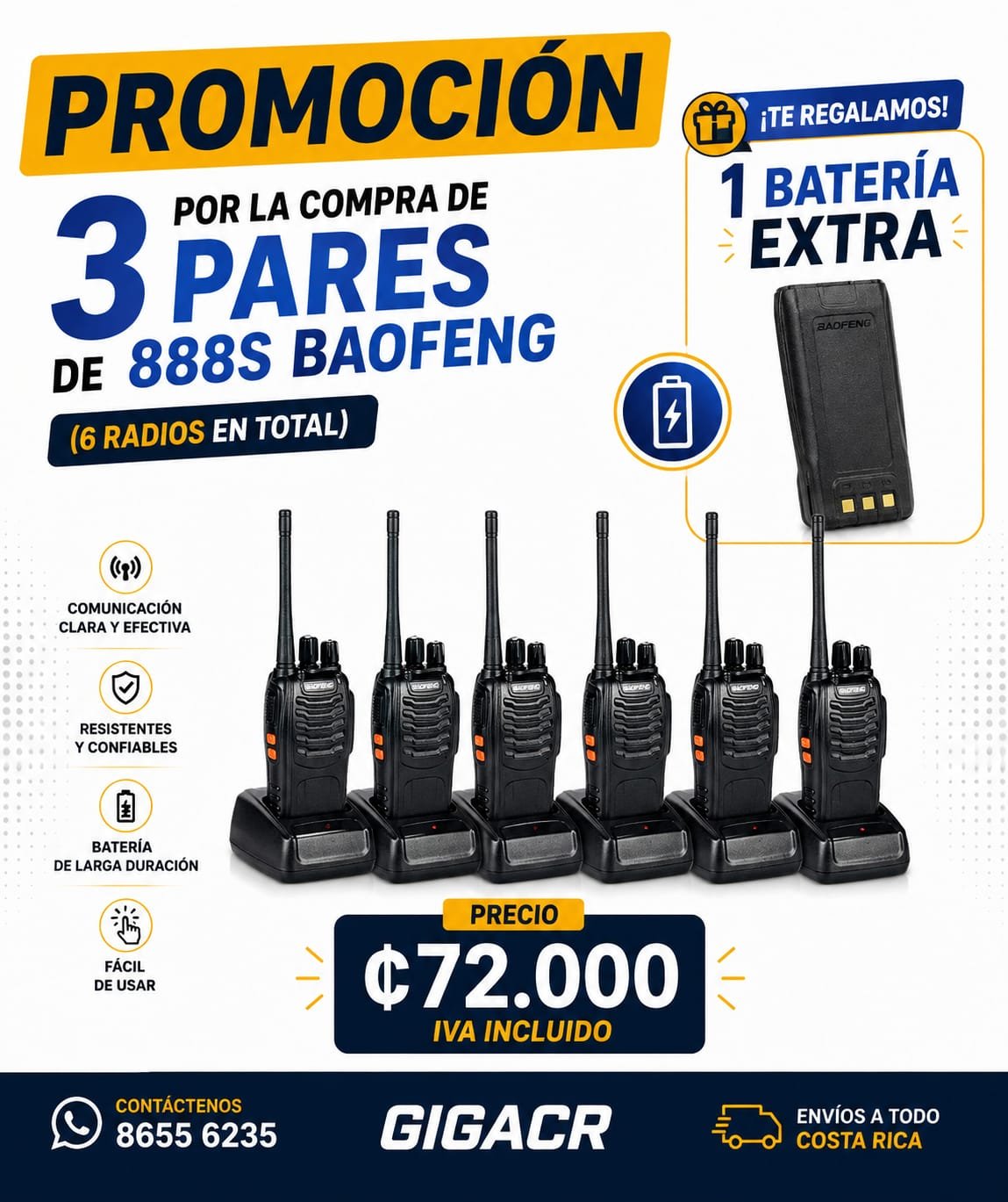 Oferta: LE OBSEQUIAMOS  1 bateria EXTRA   por la compra de 3 pares de 888s